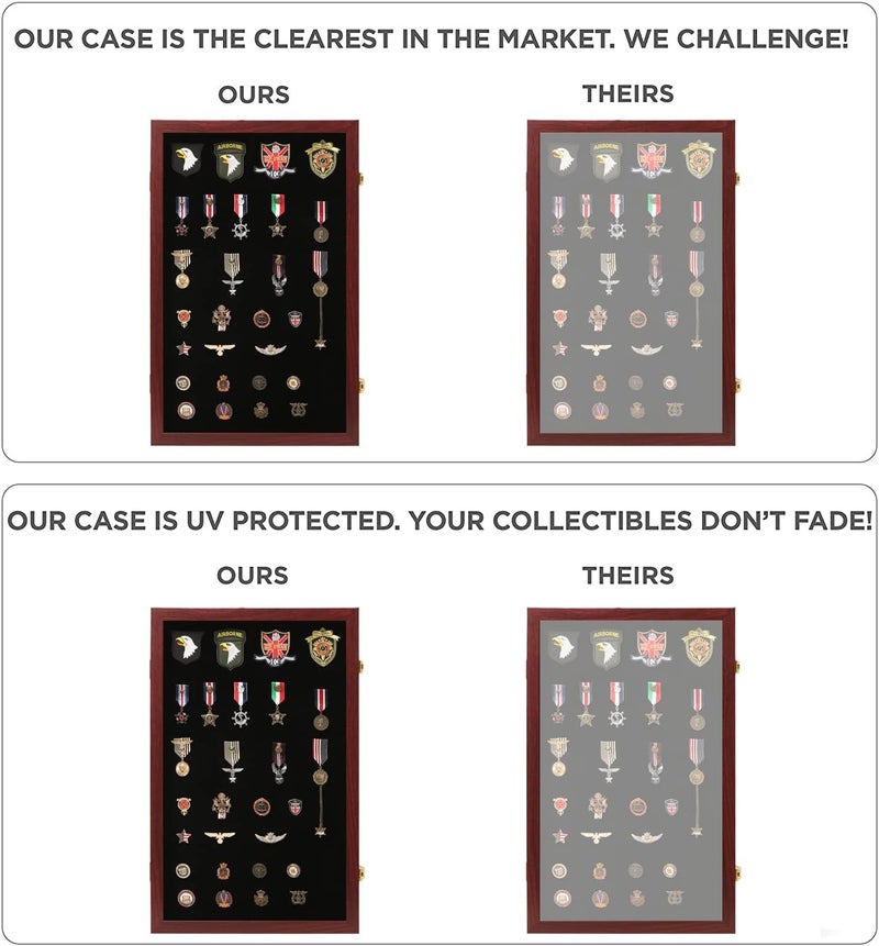 VERANI Pin Display Case 16x25 Pin Collection Display Box Military Medal Display Frame with Uv Protection Acrylic Door for Beach Tags Jewelry Insignia Ribbons Patches Insignia Ribbons Sport Pins - Image 4